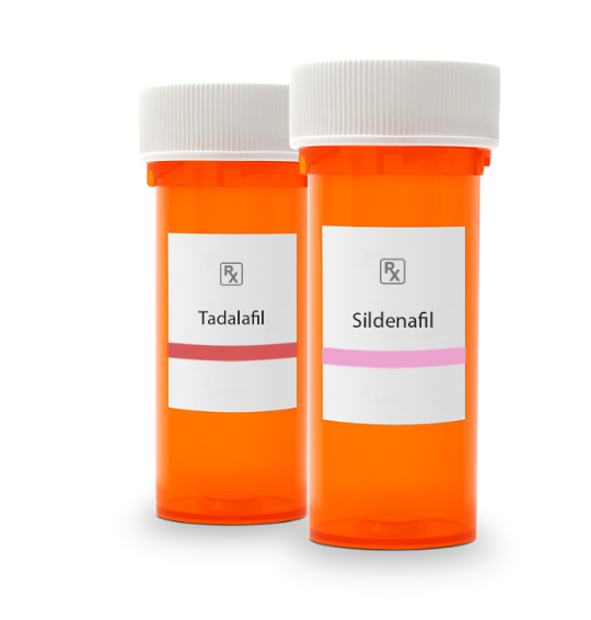 Tadalafil and Sildenafil bottles